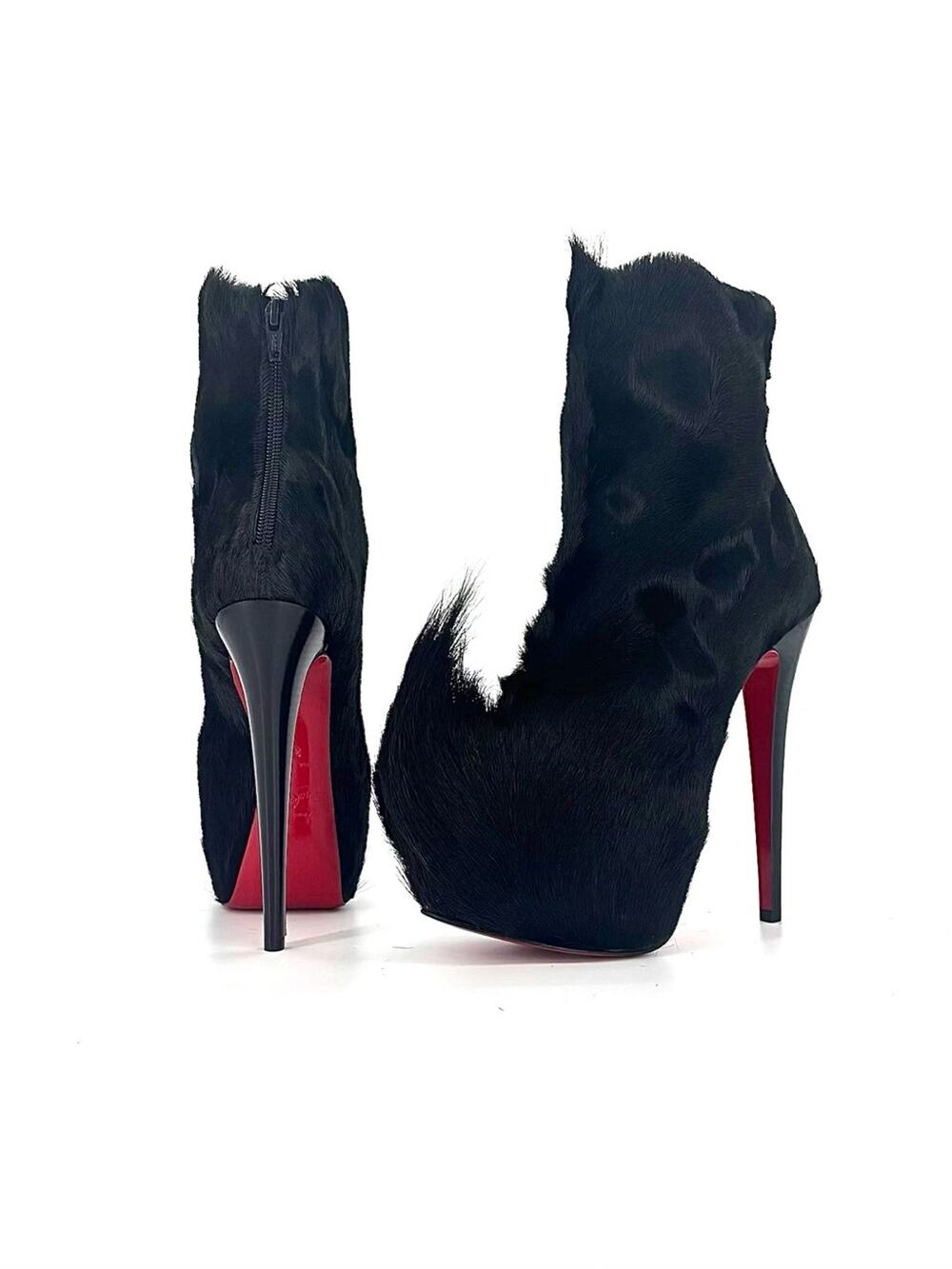 Christian Louboutin A/W 2011 Puck Booty Springbok Fur Platform Ankle Boots 36